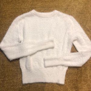 Zara White Fuzzy Sweater
